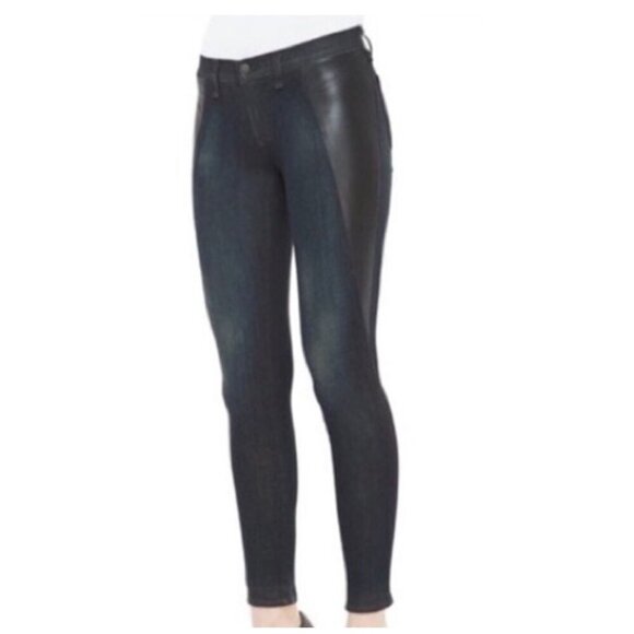 Rag & Bone The Skinny Leather Panel Jeans Plymouth Women's Size 26 - Picture 1 of 9